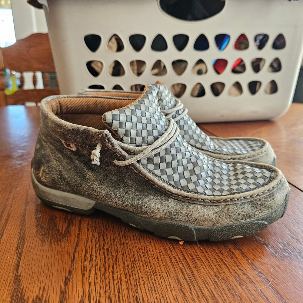 Twisted X Mens Driving Moc Chukka MDM0073 Grey Weave Leather Size 9.5 M